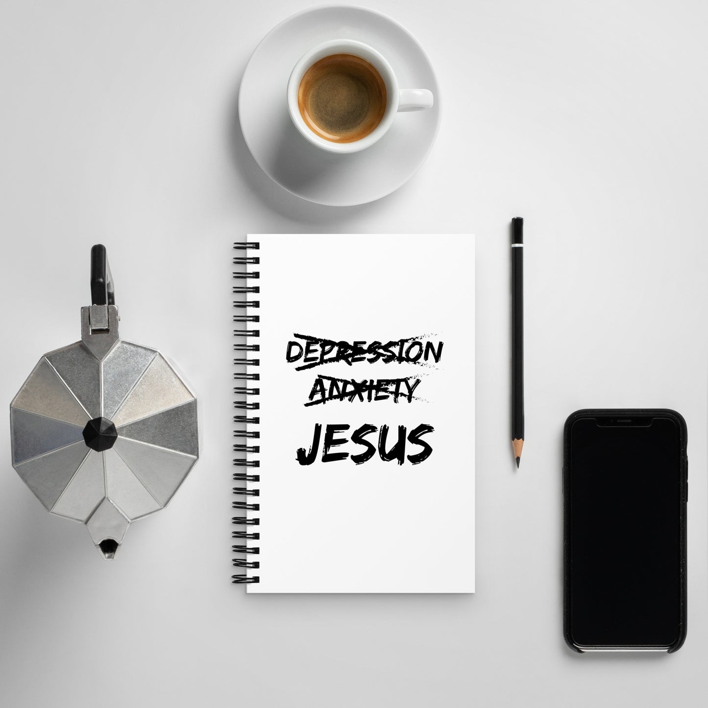 Jesus Over Depression Spiral Notebook