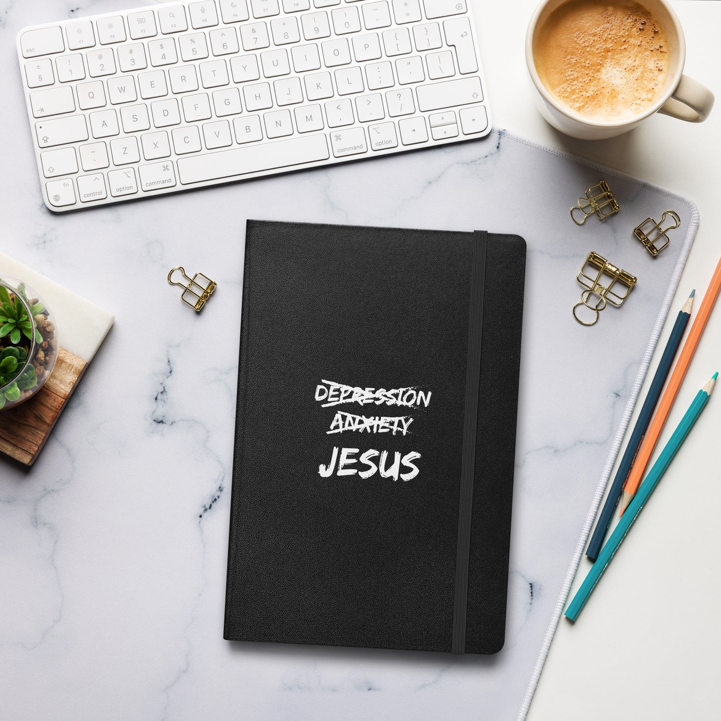 Jesus Over Depression Hardcover Notebook