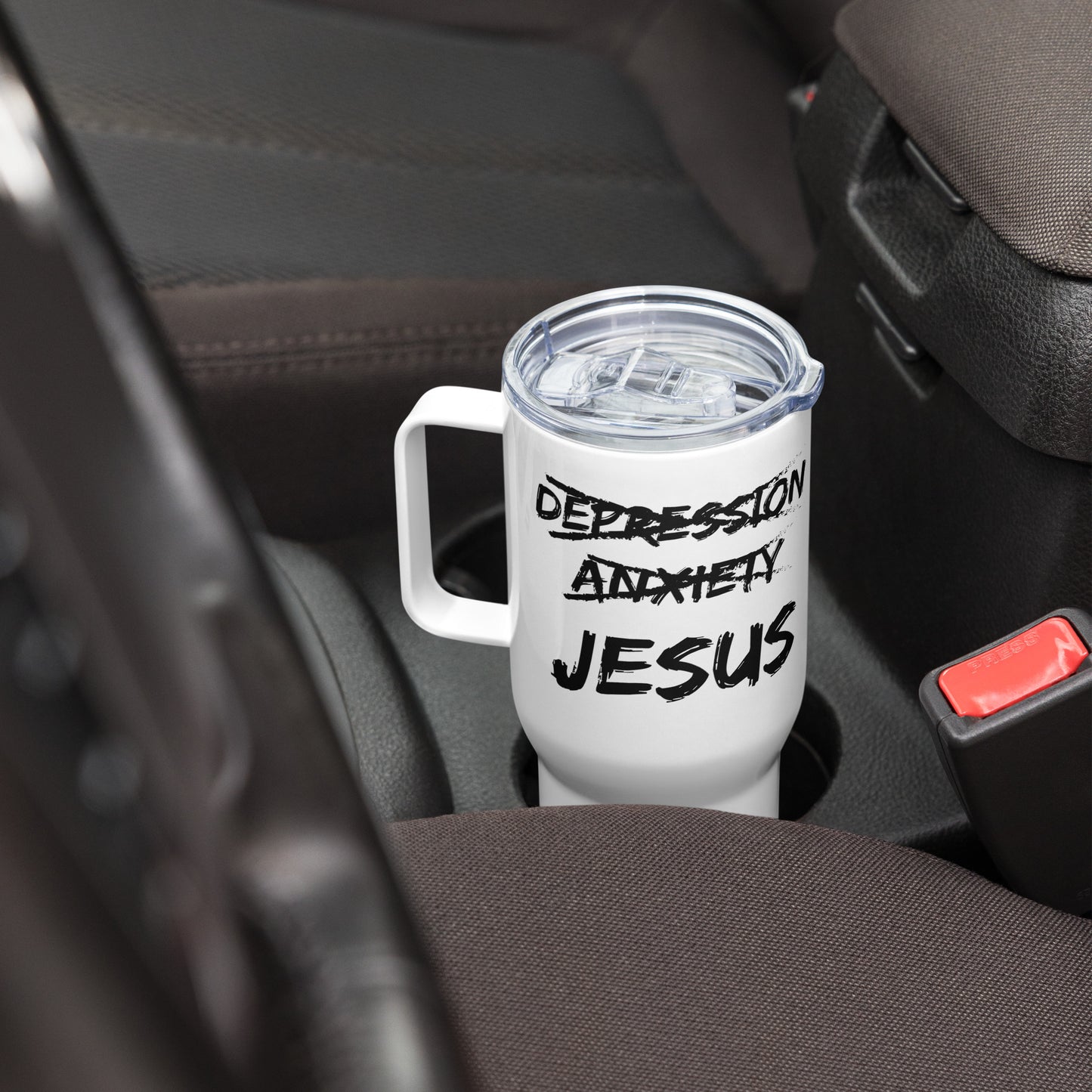 Jesus Over Depression Travel Mug